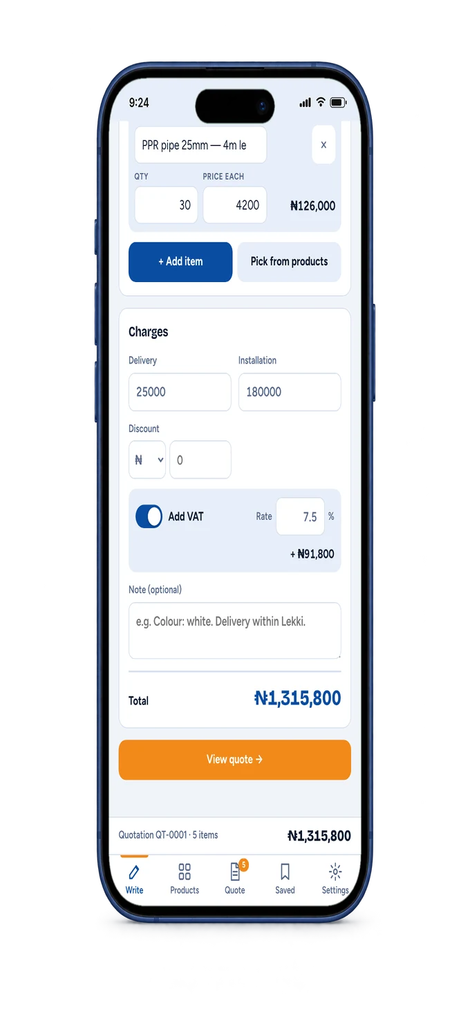 DostiHome charges with optional VAT