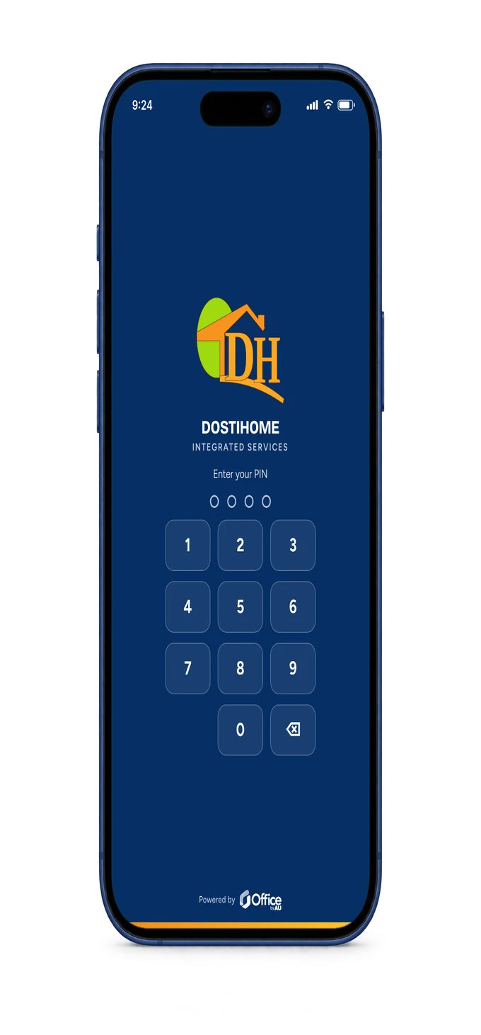 DostiHome PIN screen